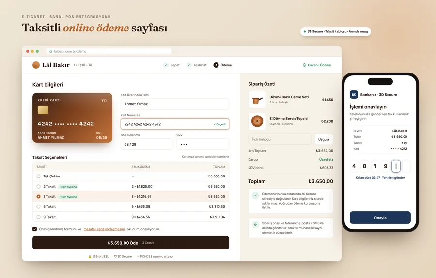 Taksit tablolu online ödeme sayfası tasarımı